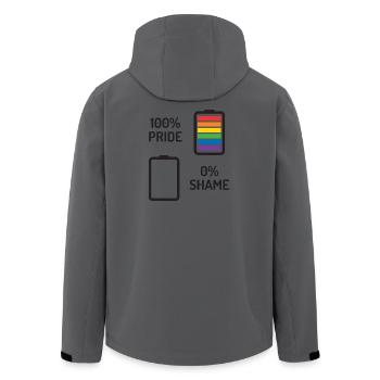 Mois de la fierté - 100% de fierté, 0% de honte - Veste softshell homme en polyester recyclé Stanley/Stella - charbon - Dos - AI Model Male 185 light (185cm)