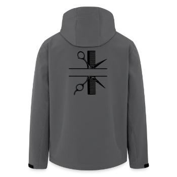 Ciseaux avec bannière de texte en peigne - Veste softshell homme en polyester recyclé Stanley/Stella - charbon - Dos - AI Model Male 185 light (185cm)