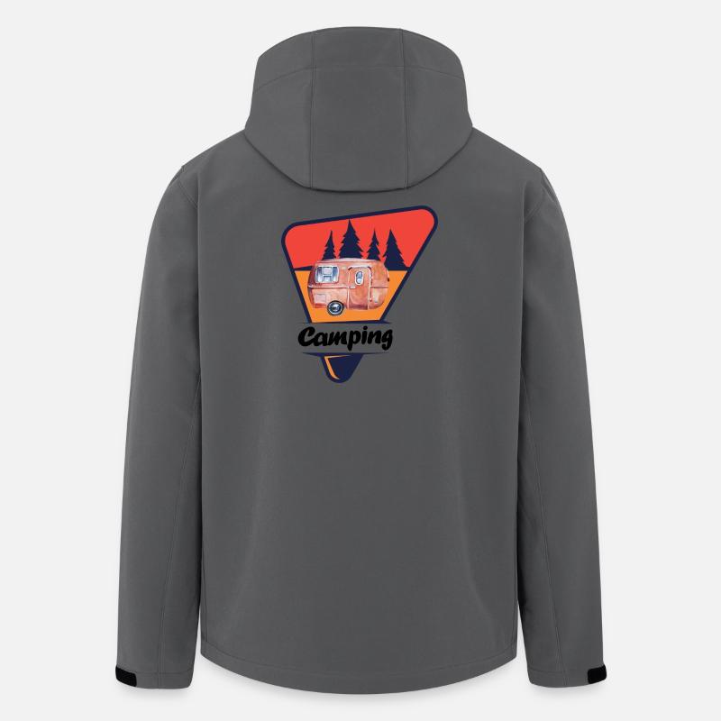 Retro Caravan im Wald - Recycelte Männer Softshell-Jacke von Stanley/Stella - Anthrazit