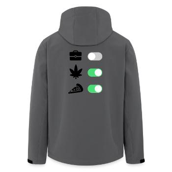 High on Life – Pizza & Chill, pas de travail - Veste softshell homme en polyester recyclé Stanley/Stella - charbon - Dos - AI Model Male 185 light (185cm)