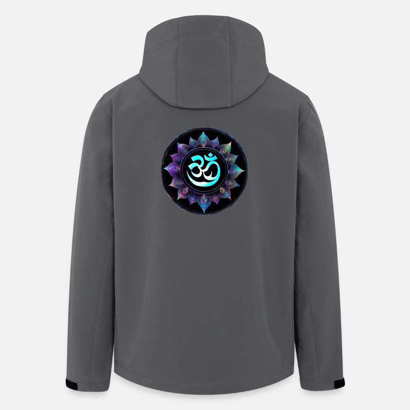 Om Lotus Neon Mandala - Recycelte Männer Softshell-Jacke von Stanley/Stella - Anthrazit