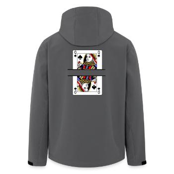 Spielkarten-Pik-Dame mit Bannerplatz - Recycelte Männer Softshell-Jacke von Stanley/Stella - Anthrazit - Hinten - AI Model Male 185 light (185cm)