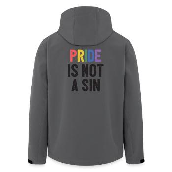 LGBTQ Pride Month - Pride is Not a Sin - Men’s Recycled Softshell Jacket by Stanley/Stella - anthracite - Back - AI Model Male 185 light (185cm)