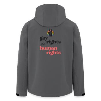 LGBT Pride Month - Gay Rights Are Human Rights - Men’s Recycled Softshell Jacket by Stanley/Stella - anthracite - Back - AI Model Male 185 light (185cm)