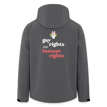 LGBT Pride Month - Gay Rights Are Human Rights - Men’s Recycled Softshell Jacket by Stanley/Stella - anthracite - Back - AI Model Male 185 light (185cm)