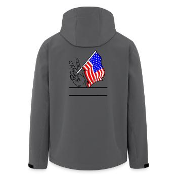 Drapeau USA transparent signe de paix espace texte - Veste softshell homme en polyester recyclé Stanley/Stella - charbon - Dos - AI Model Male 185 light (185cm)