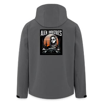 alien industries automata - Men’s Recycled Softshell Jacket by Stanley/Stella - anthracite - Back - AI Model Male 185 light (185cm)