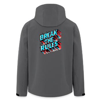 Break the Rules – Glitch Effect - Recycelte Männer Softshell-Jacke von Stanley/Stella - Anthrazit - Hinten - AI Model Male 185 light (185cm)