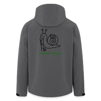 Hiking Snail Slow but Steady - Men’s Recycled Softshell Jacket by Stanley/Stella - anthracite - Back - AI Model Male 185 light (185cm)