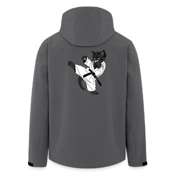 Black cat karate kick, kick - Men’s Recycled Softshell Jacket by Stanley/Stella - anthracite - Back - AI Model Male 185 light (185cm)
