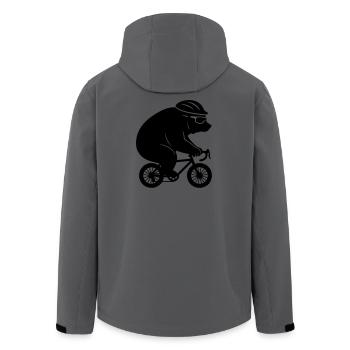 Ours géant sur un minuscule vélo de gravier - Veste softshell homme en polyester recyclé Stanley/Stella - charbon - Dos - AI Model Male 185 light (185cm)