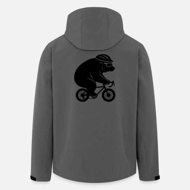 Riesiger Bär auf winzigem Gravel Fahrrad - Recycelte Männer Softshell-Jacke von Stanley/Stella - Anthrazit