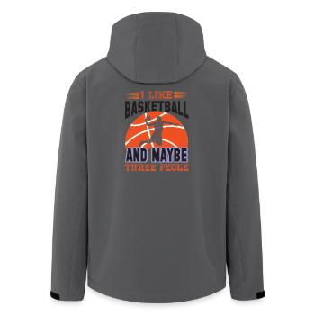I Like Basketball and Maybe Three People - Men’s Recycled Softshell Jacket by Stanley/Stella - anthracite - Back - AI Model Male 185 light (185cm)