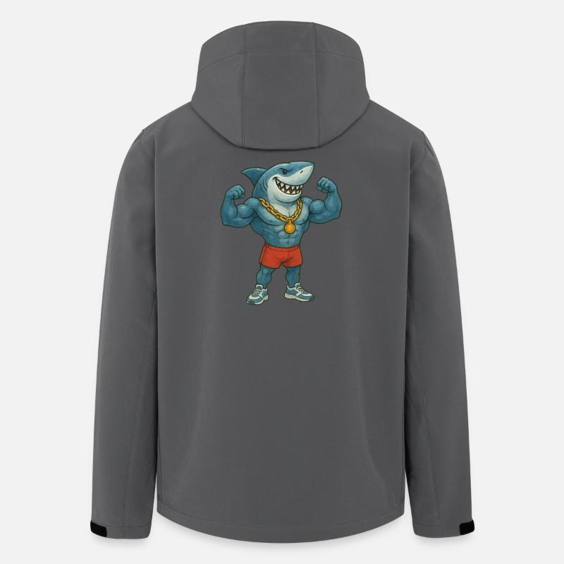 requin-bande dessinée-bodybuilder - Veste softshell homme en polyester recyclé Stanley/Stella - charbon