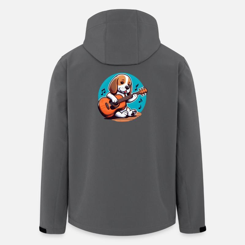 Niedlicher Welpe mit Gitarre - Recycelte Männer Softshell-Jacke von Stanley/Stella - Anthrazit