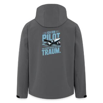 Pilot Geschenkidee - Recycelte Männer Softshell-Jacke von Stanley/Stella - Anthrazit - Hinten - AI Model Male 185 light (185cm)