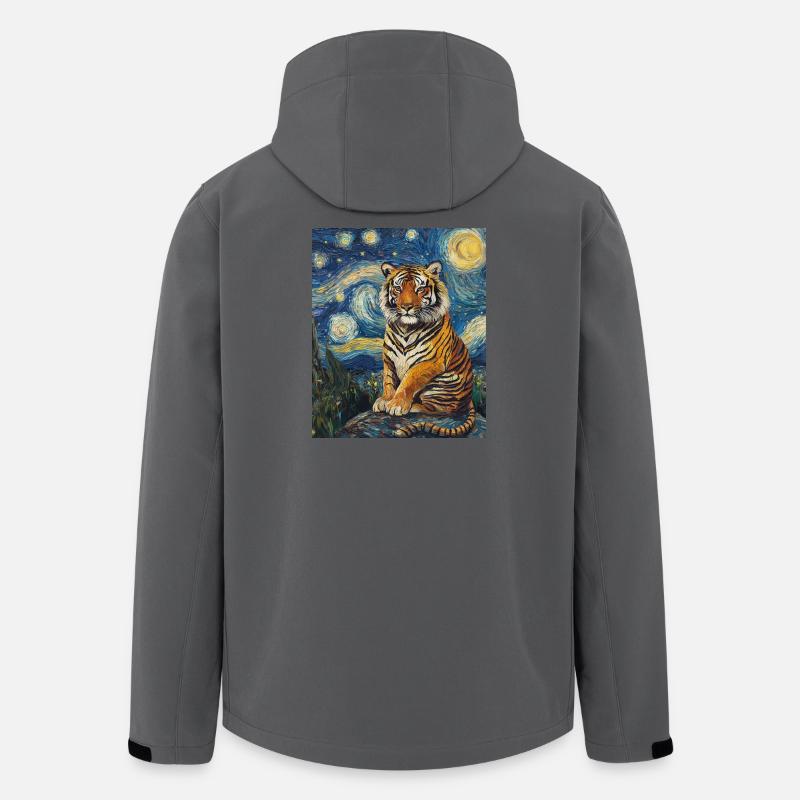 Tiger Van Gogh Style Starry Night - Recycelte Männer Softshell-Jacke von Stanley/Stella - Anthrazit