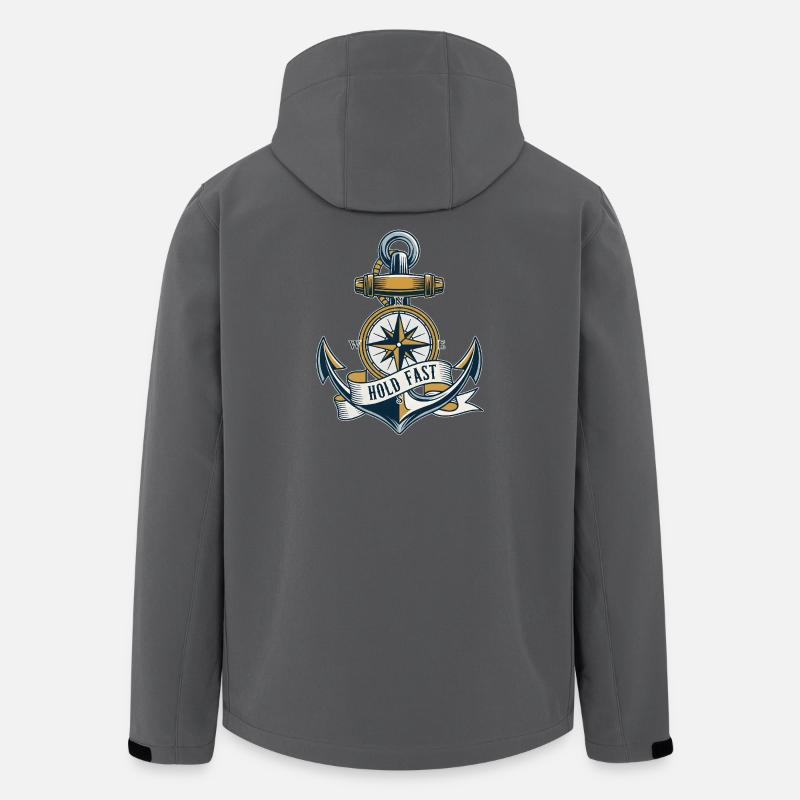 Anker Hold Fast Maritimes Vintage Motiv - Recycelte Männer Softshell-Jacke von Stanley/Stella - Anthrazit
