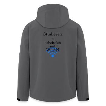 University slogan "Unemployed with WLAN" gift students - Men’s Recycled Softshell Jacket by Stanley/Stella - anthracite - Back - AI Model Male 185 light (185cm)