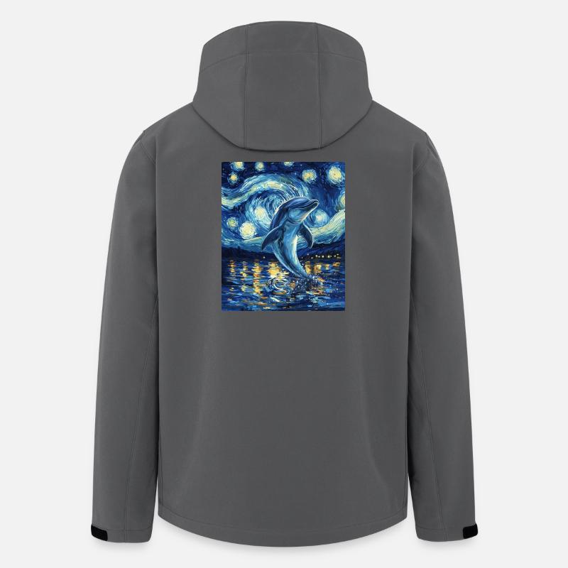 Delfin Van Gogh Style Starry - Recycelte Männer Softshell-Jacke von Stanley/Stella - Anthrazit