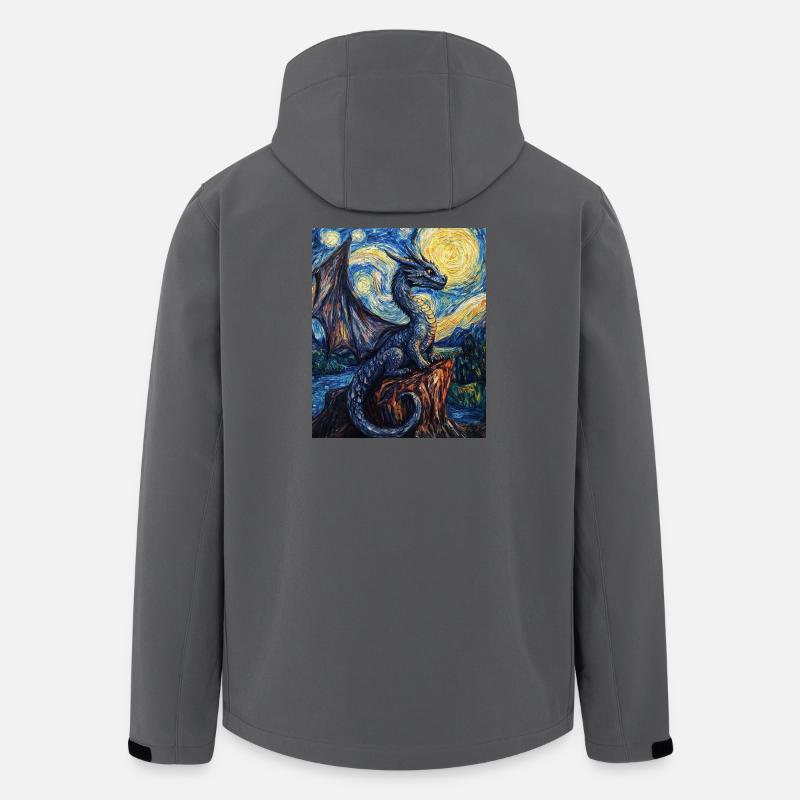 Drache Drachen Dragon Van Gogh Style Starry Night - Recycelte Männer Softshell-Jacke von Stanley/Stella - Anthrazit
