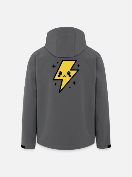 Éclair kawaii avec visage expressif - Veste softshell homme en polyester recyclé Stanley/Stella - charbon