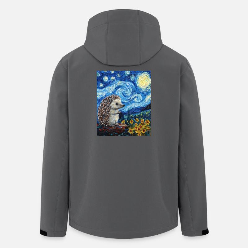  Igel Van Gogh Style Starry Night - Recycelte Männer Softshell-Jacke von Stanley/Stella - Anthrazit