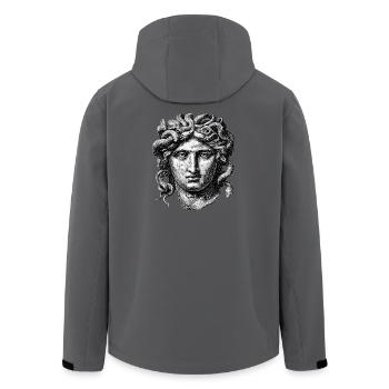 Medusa – Gravur aus der alten Mythologie - Recycelte Männer Softshell-Jacke von Stanley/Stella - Anthrazit - Hinten - AI Model Male 185 light (185cm)