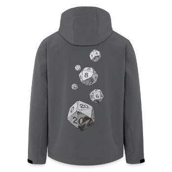 Black and White Role-Playing Dice – Falling Dice - Men’s Recycled Softshell Jacket by Stanley/Stella - anthracite - Back - AI Model Male 185 light (185cm)