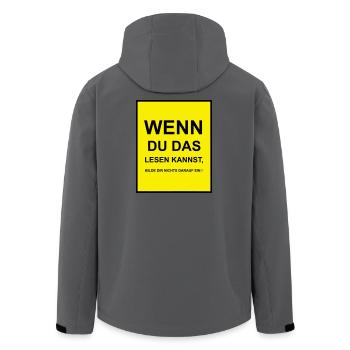 Wenn du das lesen kannst - Recycelte Männer Softshell-Jacke von Stanley/Stella - Anthrazit - Hinten - AI Model Male 185 light (185cm)