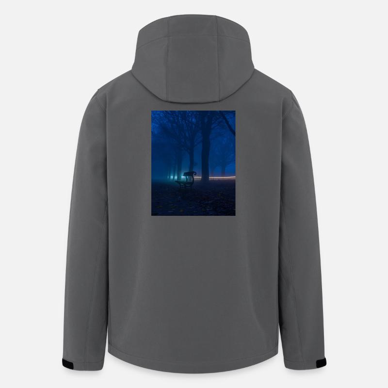 Einsame Bank im nebligen Park - Recycelte Männer Softshell-Jacke von Stanley/Stella - Anthrazit