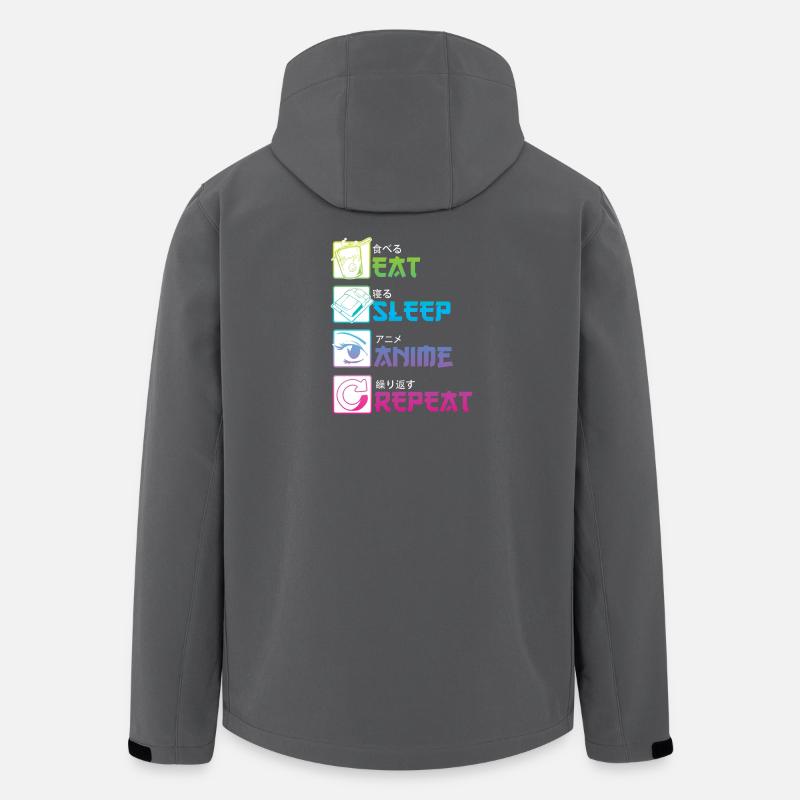 MANGER DORMIR ANIME RÉPÉTER - Veste softshell homme en polyester recyclé Stanley/Stella - charbon