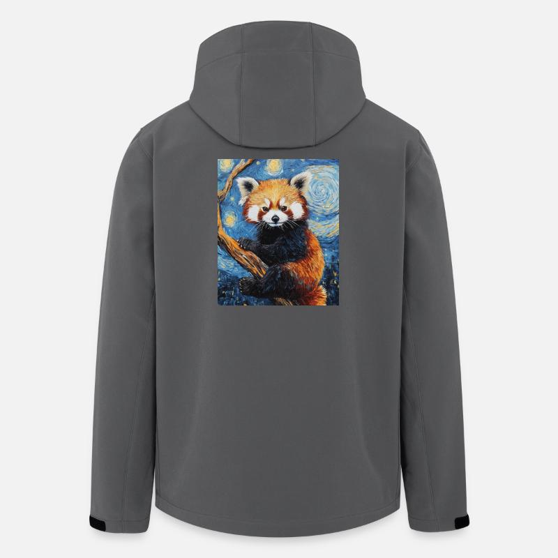 Roter Panda Bär Van Gogh Style Starry Night - Recycelte Männer Softshell-Jacke von Stanley/Stella - Anthrazit