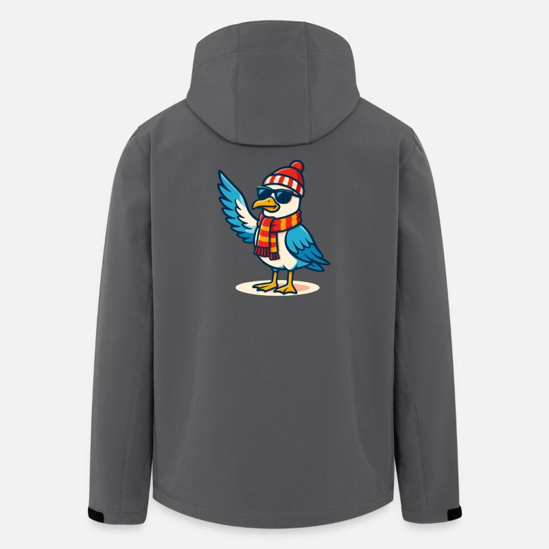 Coole Möwe mit Sonnenbrille & Mütze - Recycelte Männer Softshell-Jacke von Stanley/Stella - Anthrazit