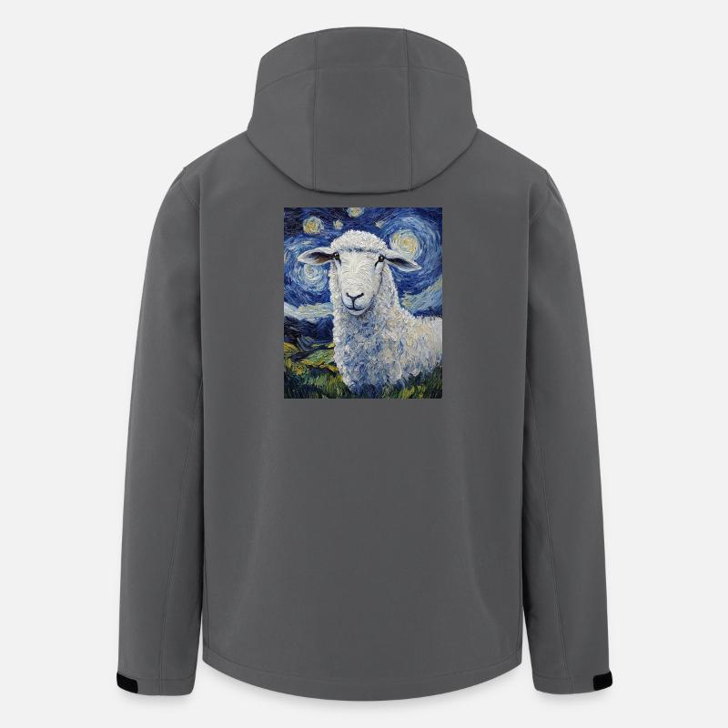 Mouton style Van Gogh Nuit étoilée - Veste softshell homme en polyester recyclé Stanley/Stella - charbon