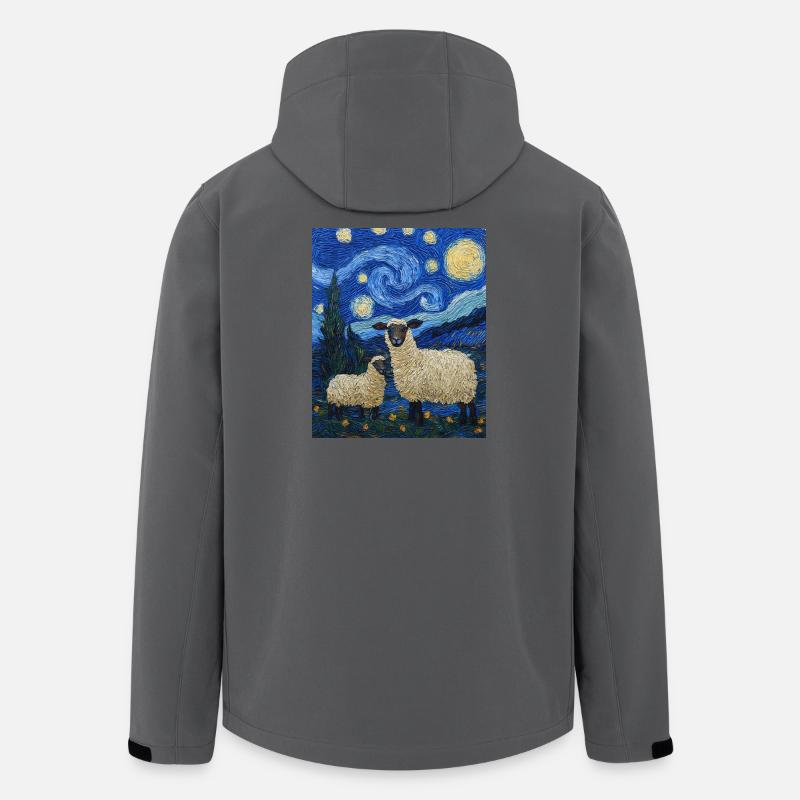 Mouton style Van Gogh Nuit étoilée - Veste softshell homme en polyester recyclé Stanley/Stella - charbon