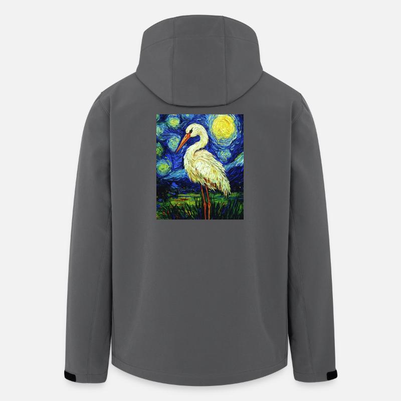 Storch Vogel Van Gogh Style - Recycelte Männer Softshell-Jacke von Stanley/Stella - Anthrazit