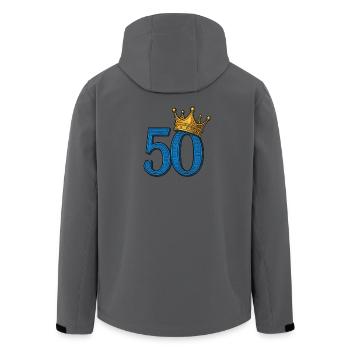 Blaue 50 mit goldener Krone – Edles Geburtstagsdes - Recycelte Männer Softshell-Jacke von Stanley/Stella - Anthrazit - Hinten - AI Model Male 185 light (185cm)