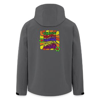 Peace Purpose Progress Power Patience Retro Design - Men’s Recycled Softshell Jacket by Stanley/Stella - anthracite - Back - AI Model Male 185 light (185cm)