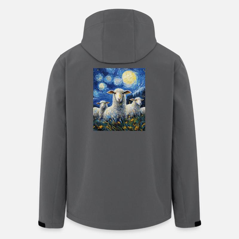 Schaf Van Gogh Style Starry Night - Recycelte Männer Softshell-Jacke von Stanley/Stella - Anthrazit