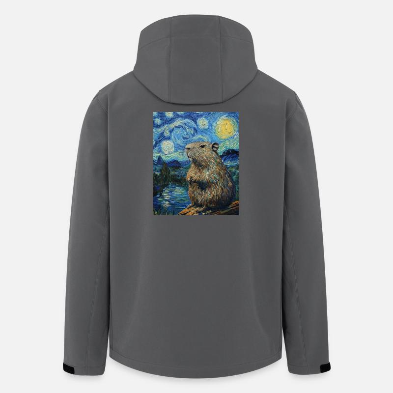 Capybara Van Gogh Style Starry Night - Recycelte Männer Softshell-Jacke von Stanley/Stella - Anthrazit