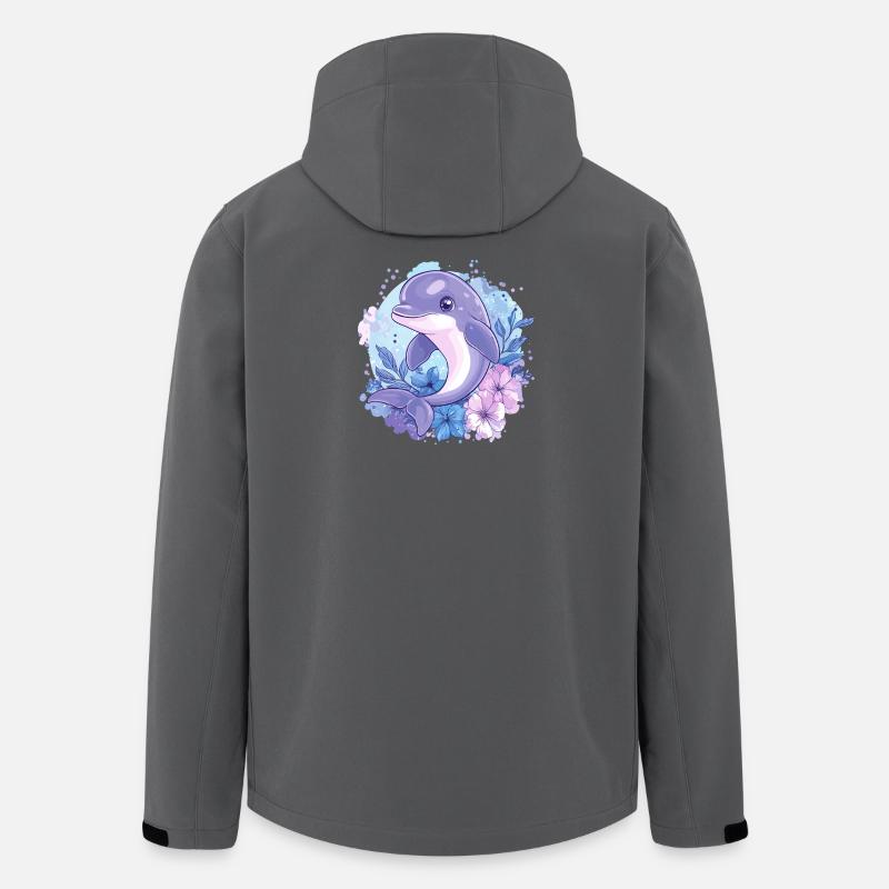 Dauphin dans le cercle de fleurs - Veste softshell homme en polyester recyclé Stanley/Stella - charbon