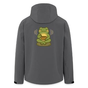 Meditierender Frosch – Klangschale & Achtsamkeit - Recycelte Männer Softshell-Jacke von Stanley/Stella - Anthrazit - Hinten - AI Model Male 185 light (185cm)
