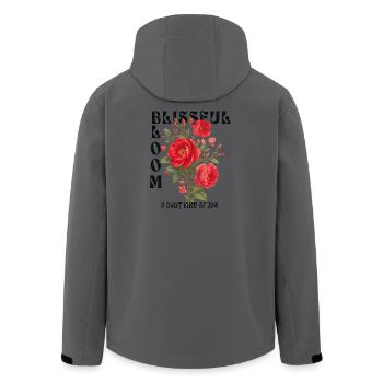 Blissful Bloom – Peace & Beauty Combined 🌸 - Men’s Recycled Softshell Jacket by Stanley/Stella - anthracite - Back - AI Model Male 185 light (185cm)