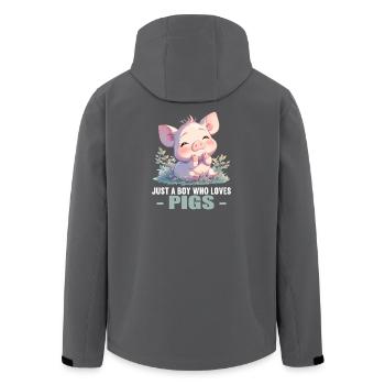 Schweine Schwein - Recycelte Männer Softshell-Jacke von Stanley/Stella - Anthrazit - Hinten - AI Model Male 185 light (185cm)