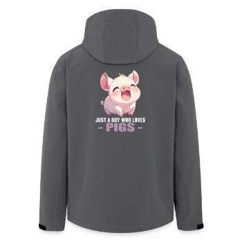 Schweine Schwein - Recycelte Männer Softshell-Jacke von Stanley/Stella - Anthrazit - Hinten - AI Model Male 185 light (185cm)