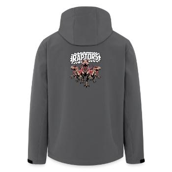 Dinosaur Adventure: Raptors in Action - Men’s Recycled Softshell Jacket by Stanley/Stella - anthracite - Back - AI Model Male 185 light (185cm)