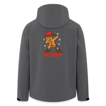 Dabbing Gingerbread Man Oh Snap! Xmas Design - Men’s Recycled Softshell Jacket by Stanley/Stella - anthracite - Back - AI Model Male 185 light (185cm)