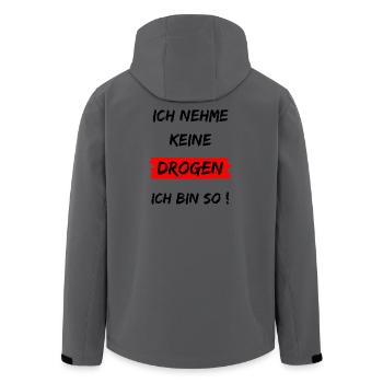 Ich nehme keine Drogen - Ich bin so - Recycelte Männer Softshell-Jacke von Stanley/Stella - Anthrazit - Hinten - AI Model Male 185 light (185cm)
