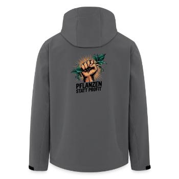 Plants instead of profit, environmental activism - Men’s Recycled Softshell Jacket by Stanley/Stella - anthracite - Back - AI Model Male 185 light (185cm)
